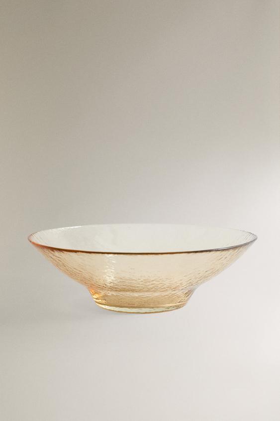 SALADEIRA DE VIDRO COM TEXTURA - Amarelo da Zara - Imagem 0