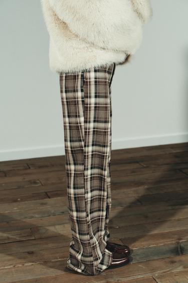 CHECKED TROUSERS - Khaki by Zara - Image 4