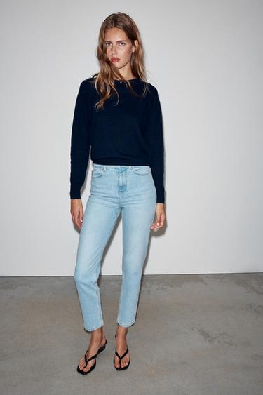 Z1975 HIGH-WAIST MOM FIT JEANS - Light blue by Zara