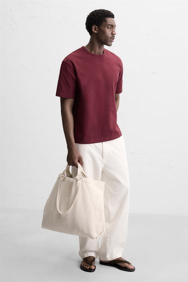 WASHED CANVAS SHOPPER BAG - Ecru by Zara - Image 0