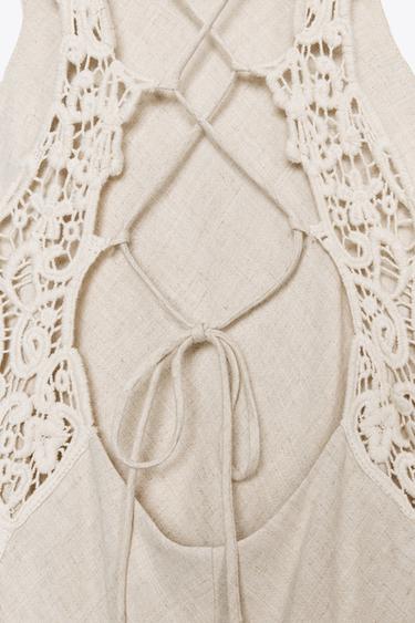ROBE MIDI BIMATIÈRE CROCHET - Beige clair de Zara - Image 8