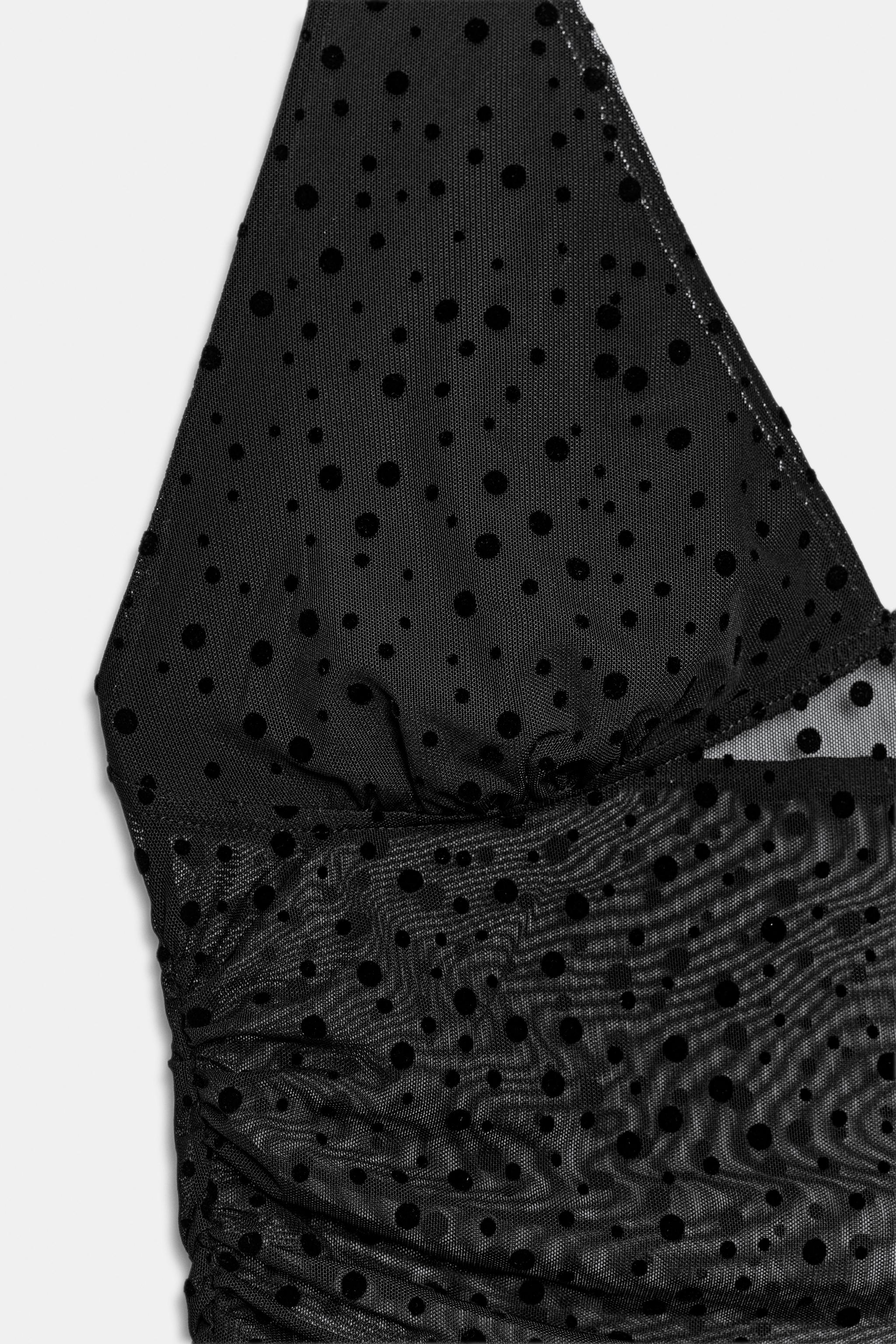 DOTTED MESH HALTER TOP