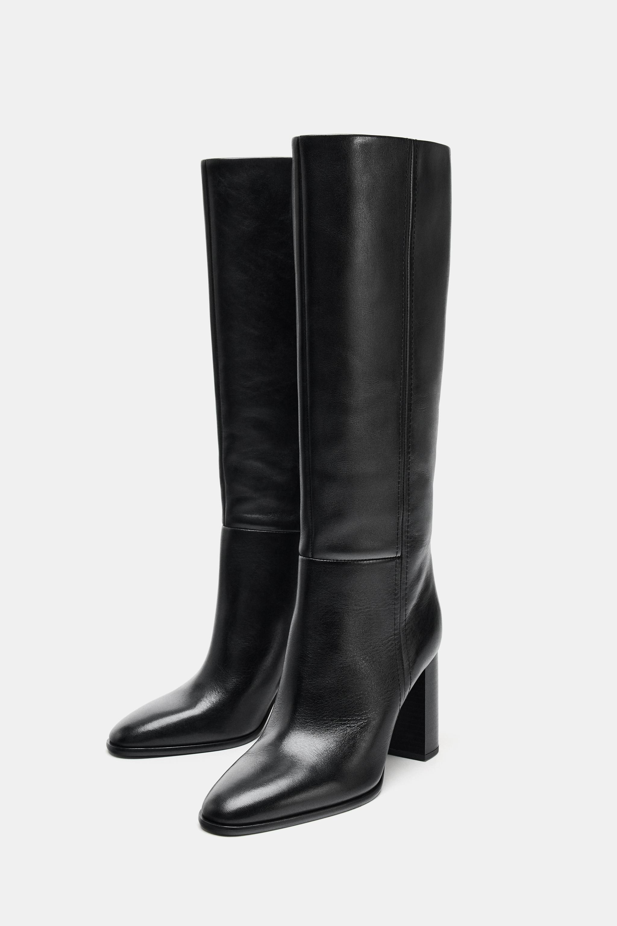 LEATHER HIGH SHAFT HEELED BOOTS
