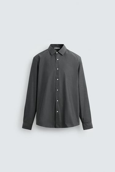 CAMISA ESTRUCTURA ALGODÓN - Gris Antracita de Zara