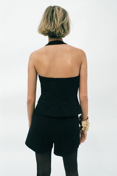 HALTER NECK TUXEDO WAISTCOAT - Black by Zara - Image 3