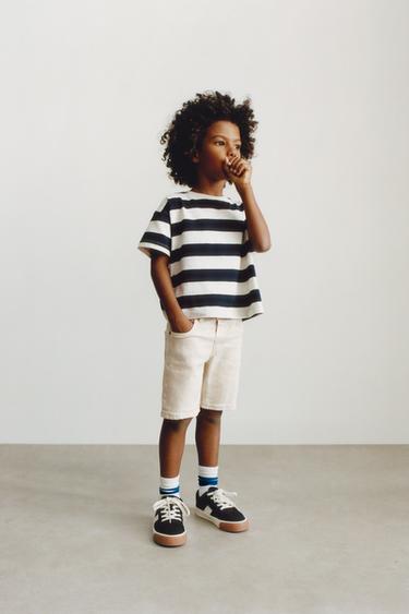 Zara REGULAR TWILL SHORTS - Mid-ecru