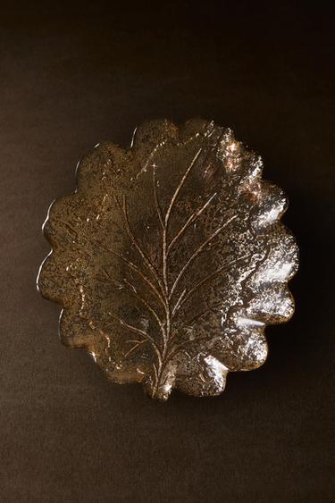 CHRISTMAS MERCURISED GLASS LEAF BOWL — Silver 1
