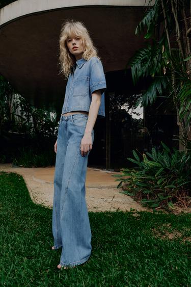 JEANS Z1975 WIDE LEG CINTURA ALTA - Azul-médio da Zara