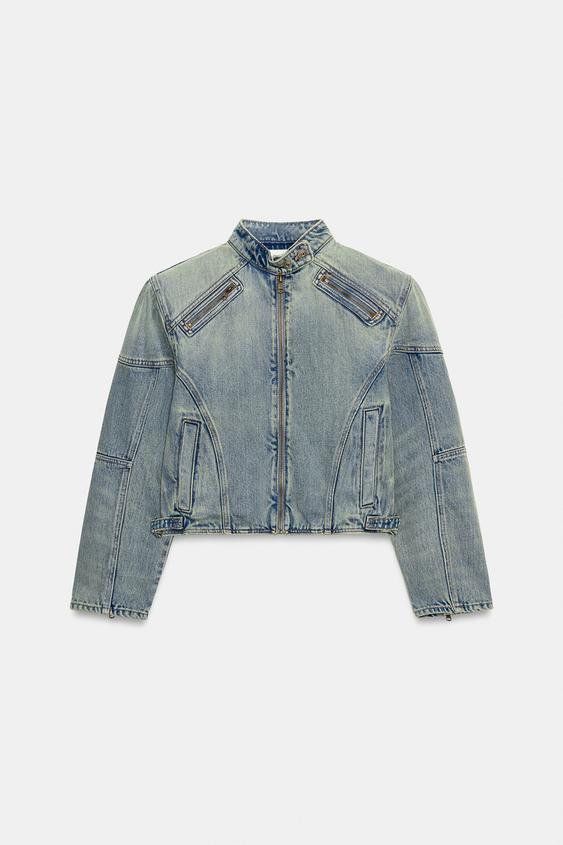 DENIM JACKET WITH ZIPS - Mid-blue by Zara - Image 0