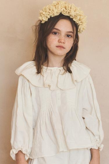 6-10 YEARS/ LINEN-COTTON PLEATED LACE BLOUSE LIMITED EDITION - Ecru by Zara