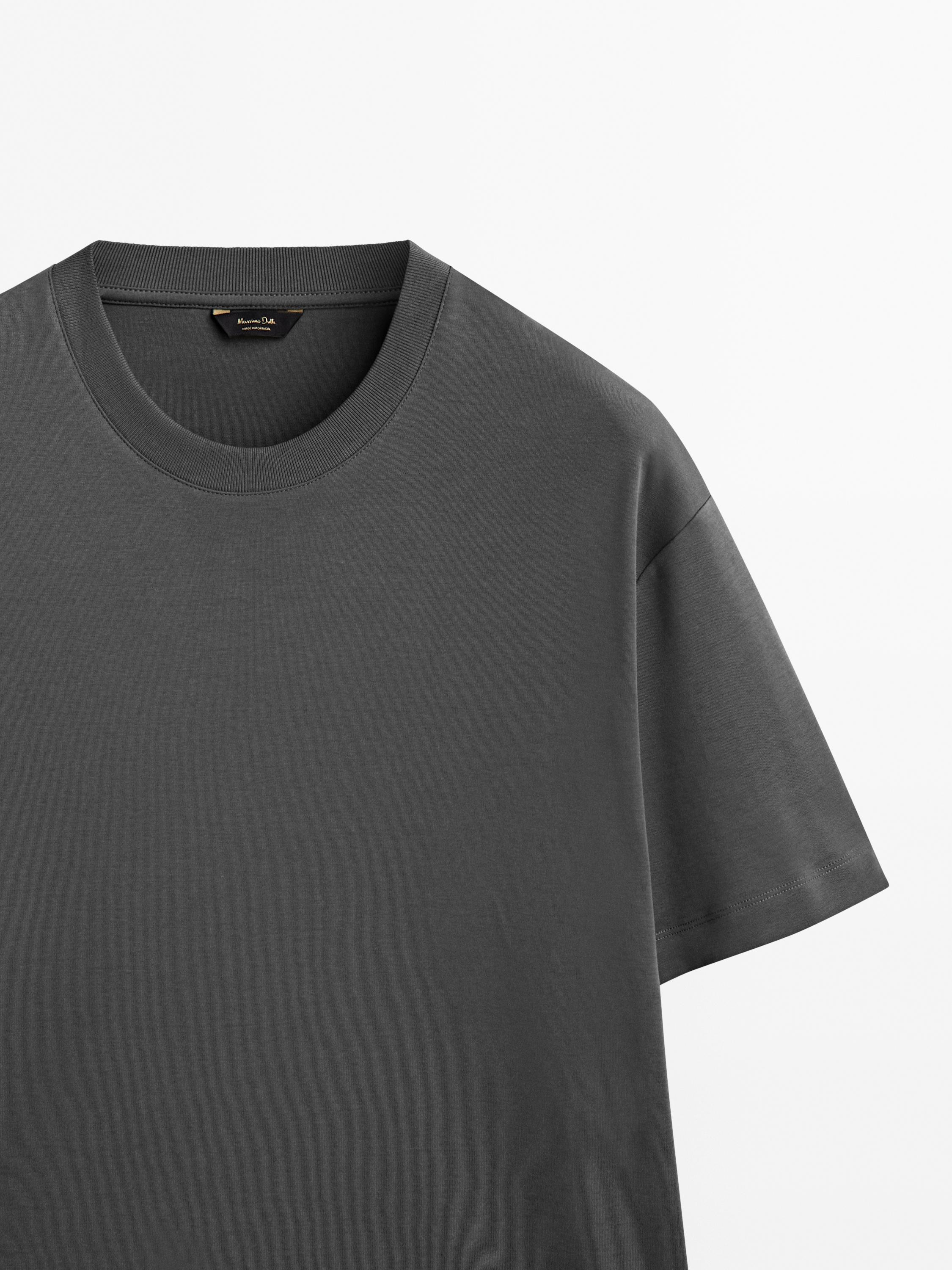 100% cotton medium weight T-shirt - Gray green | ZARA United States