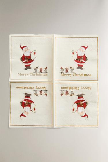 PACK OF CHILDREN'S FATHER CHRISTMAS PAPER NAPKINS (PACK OF 20) - Multicoloured by Zara - Image 1
