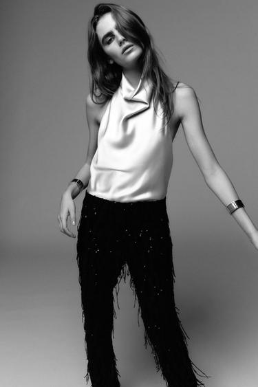 SATIN HALTER TOP - Cava by Zara