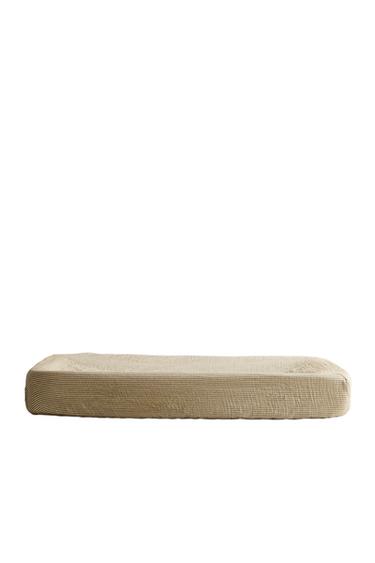 STRIPED MUSLIN BABY CHANGING MAT COVER - Green by Zara
