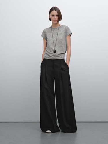 Camiseta manga corta rayas lino - Negro de Zara - Imagen 0