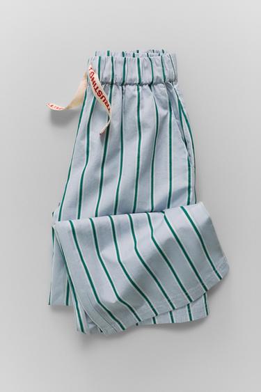 PANTALÓN ESTAMPADO RAYAS - Azul de Zara