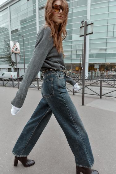 Z1975 STRAIGHT TAPERED HIGH-WAIST JEANS WITH BELT - Indigo by Zara - Image 4