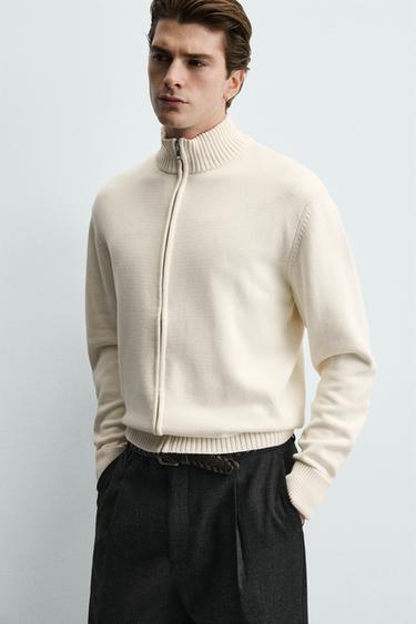 GILET EN MAILLE AVEC FERMETURE ÉCLAIR - Blanc cassé de Zara - Image 5