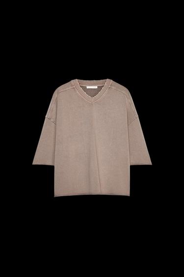 SWEATSHIRT AUS JERSEY MIT VERWASCHENER OPTIK - Braun / Braungrau von Zara - Bild 0