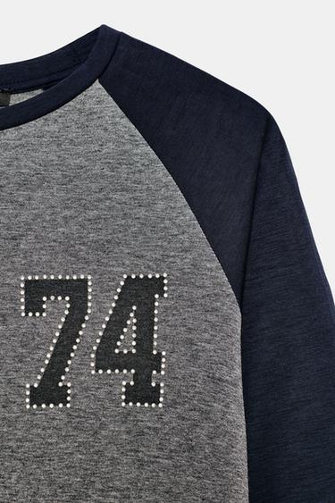 STUDDED NUMBER T-SHIRT - Grey by Zara - Image 6