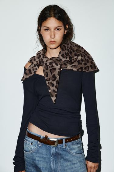 ANIMAL PRINT WOOL BANDANA - Leopard by Zara