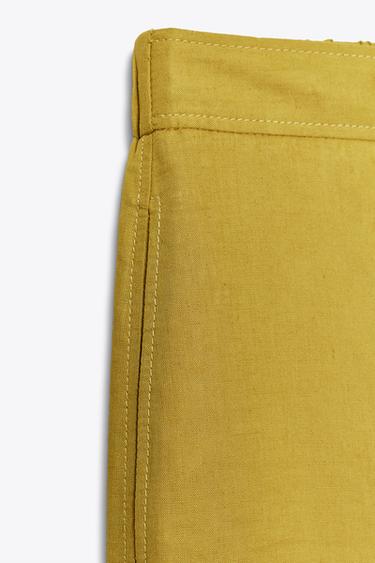 STRAIGHT-LEG LINEN BLEND TROUSERS - Mustard by Zara - Image 5