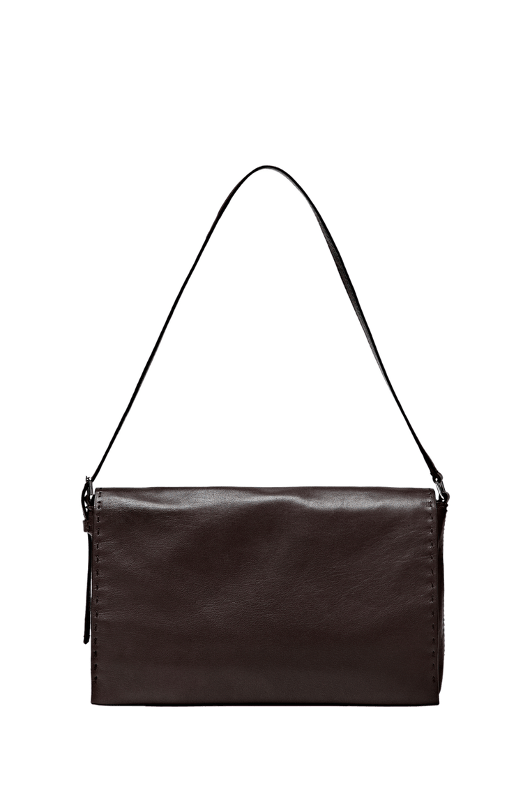 Nappa leather mini bag with stitch detail — Brown