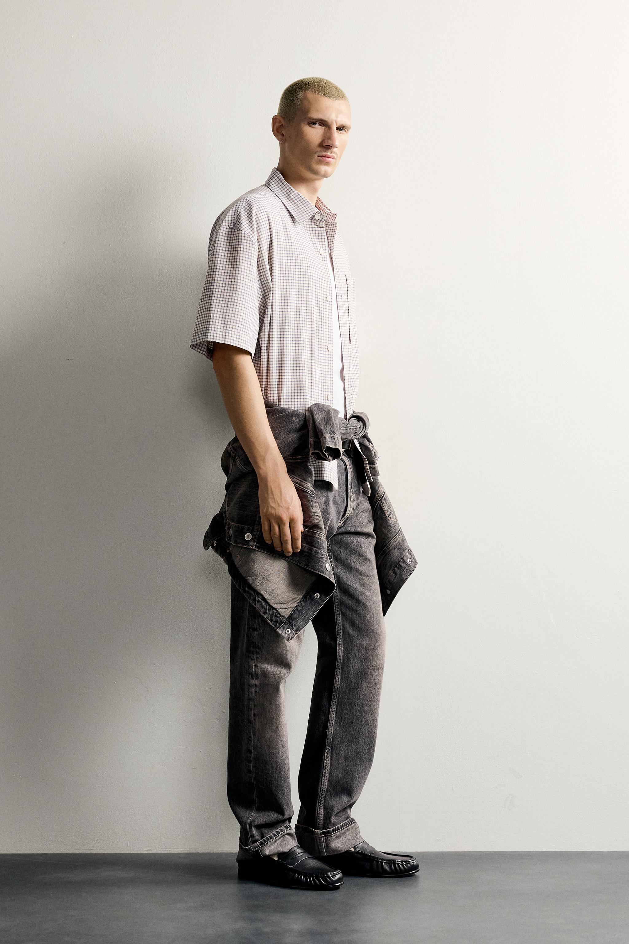 CHEMISE RELAXED FIT À CARREAUX ET INSCRIPTION