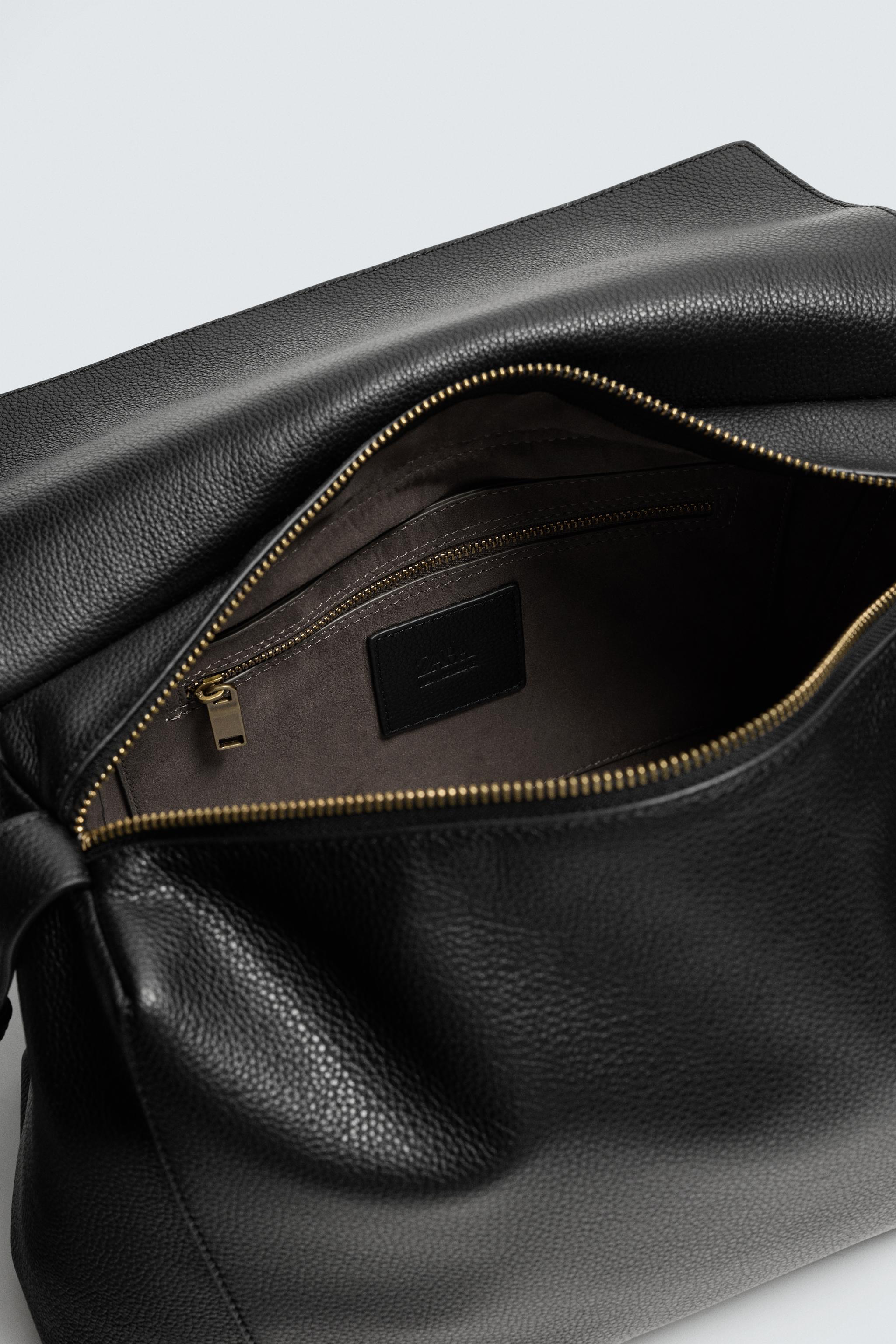 エンボスレザー ショルダーバッグ L - ブラック | ZARA Japan / 日本