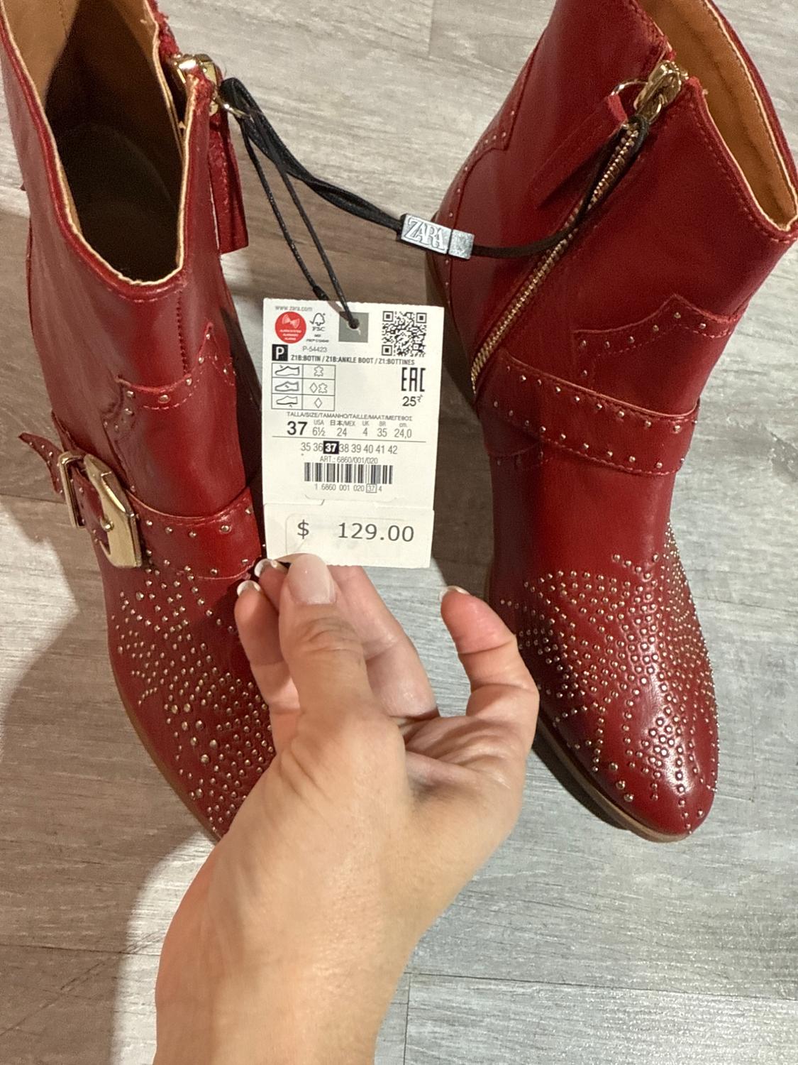 LEATHER RED ANKLE BOOT. - Image 3