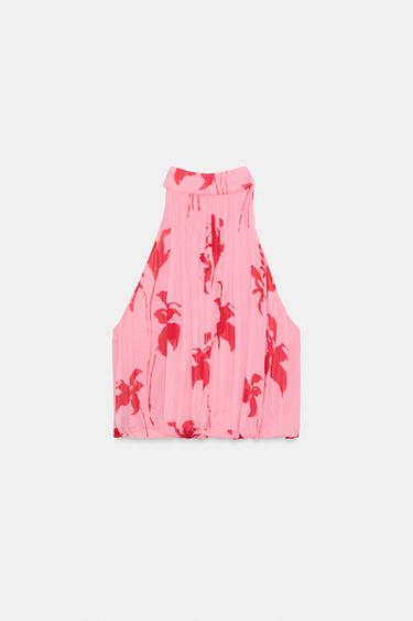 TOP HALTER ESTAMPADO ZW COLLECTION - Rosa de Zara