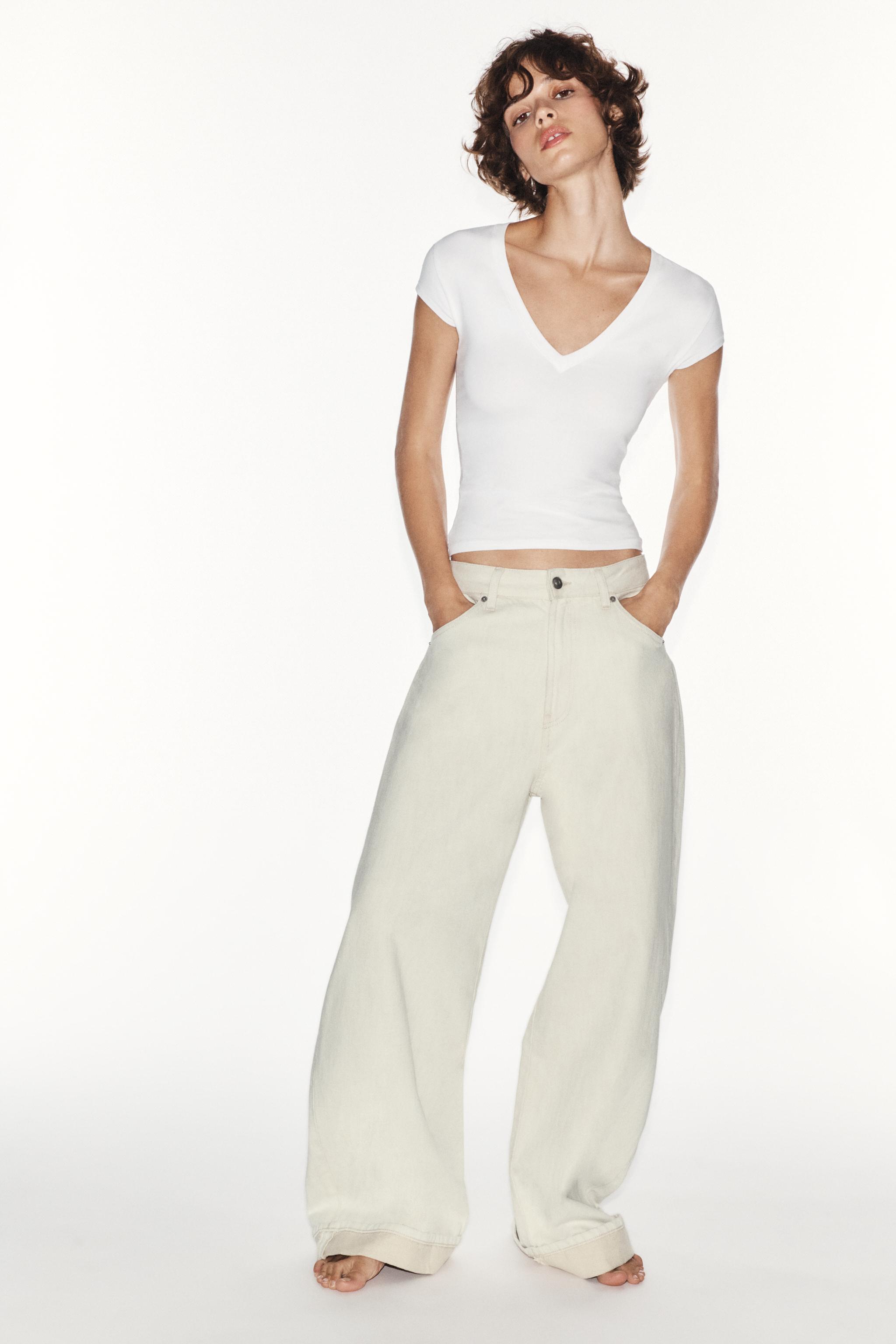 Zara Trf Orta Bel Baggy Folded Jean