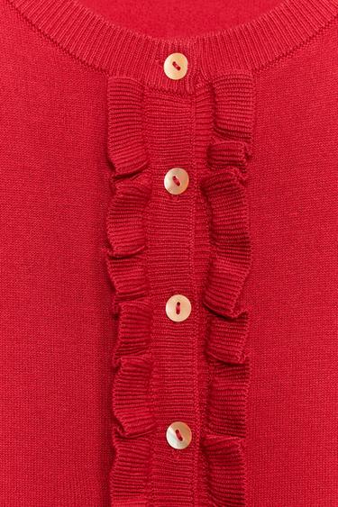 GILET EN MAILLE À VOLANTS - Rouge de Zara - Image 8