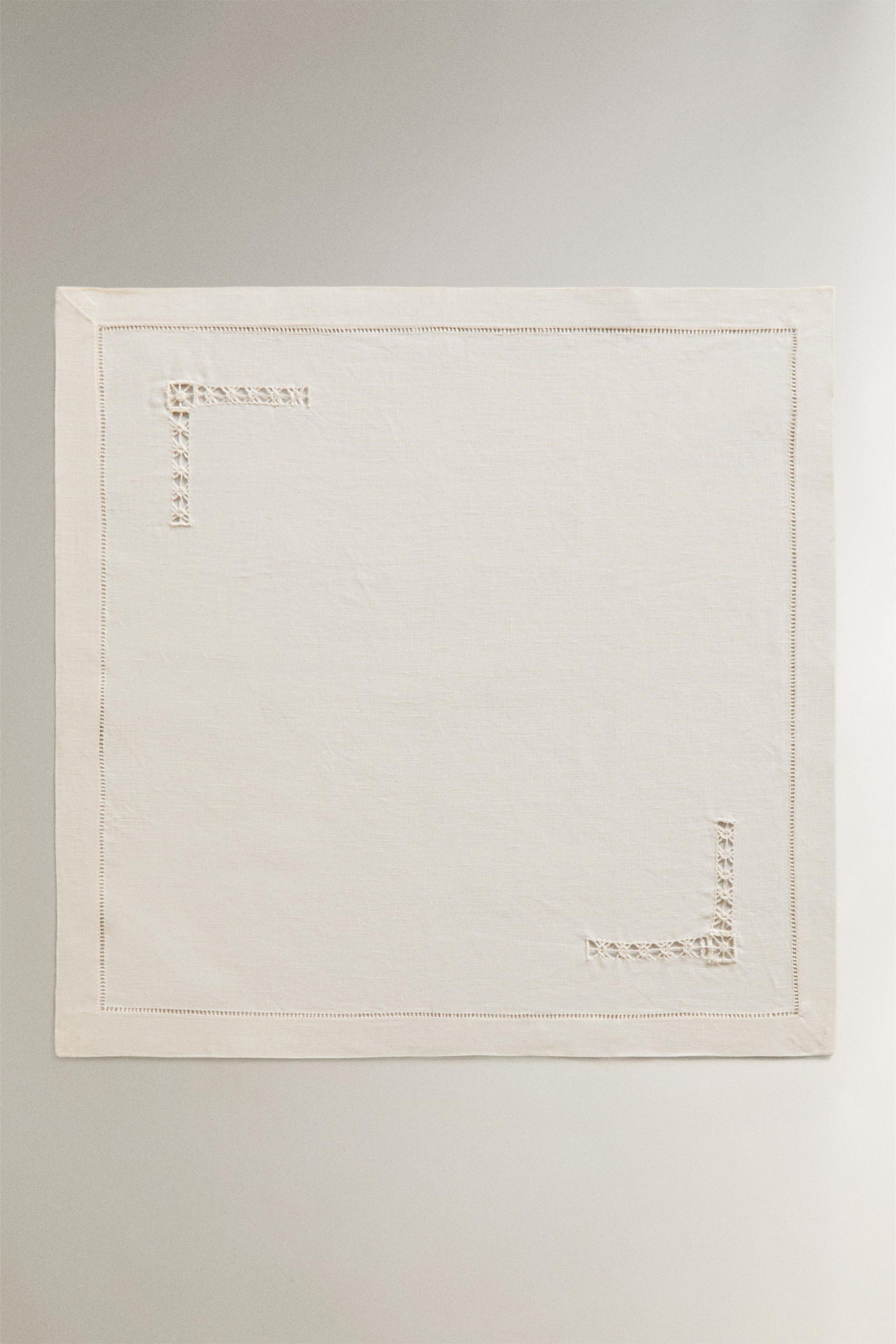 HEMSTITCHED LINEN NAPKIN PACK (PACK OF 2) — Ecru