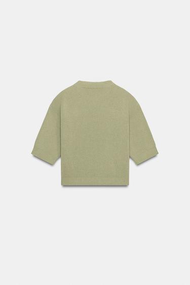 KNIT JUMPER WITH SHOULDER PADS - Light green by Zara - Image 6