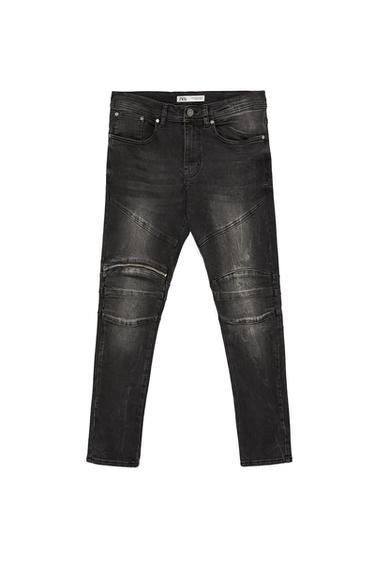 ZIPPERED BIKER JEANS