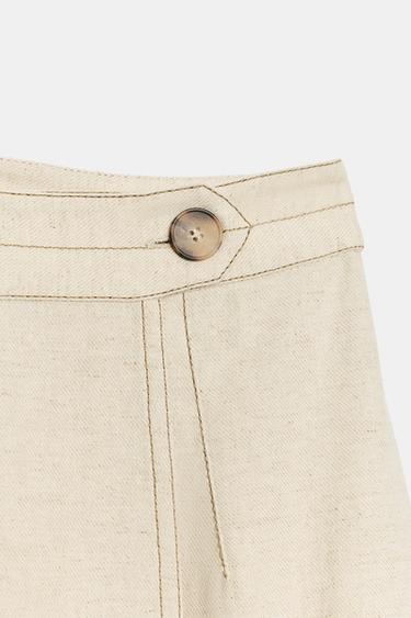 JUPE MI-LONGUE CROISÉE EN LIN - Beige clair de Zara - Image 8