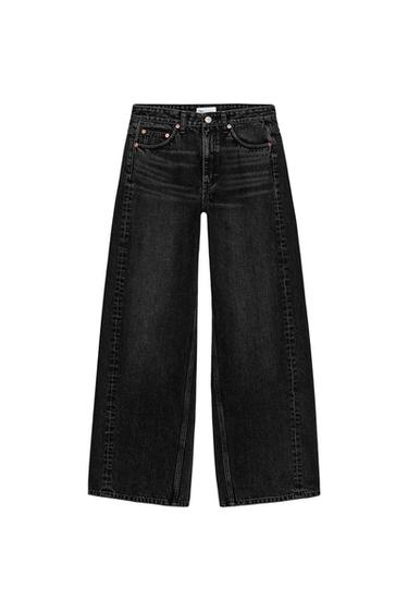 JEANS TRF WIDE LEG TIRO MEDIO - Negro de Zara