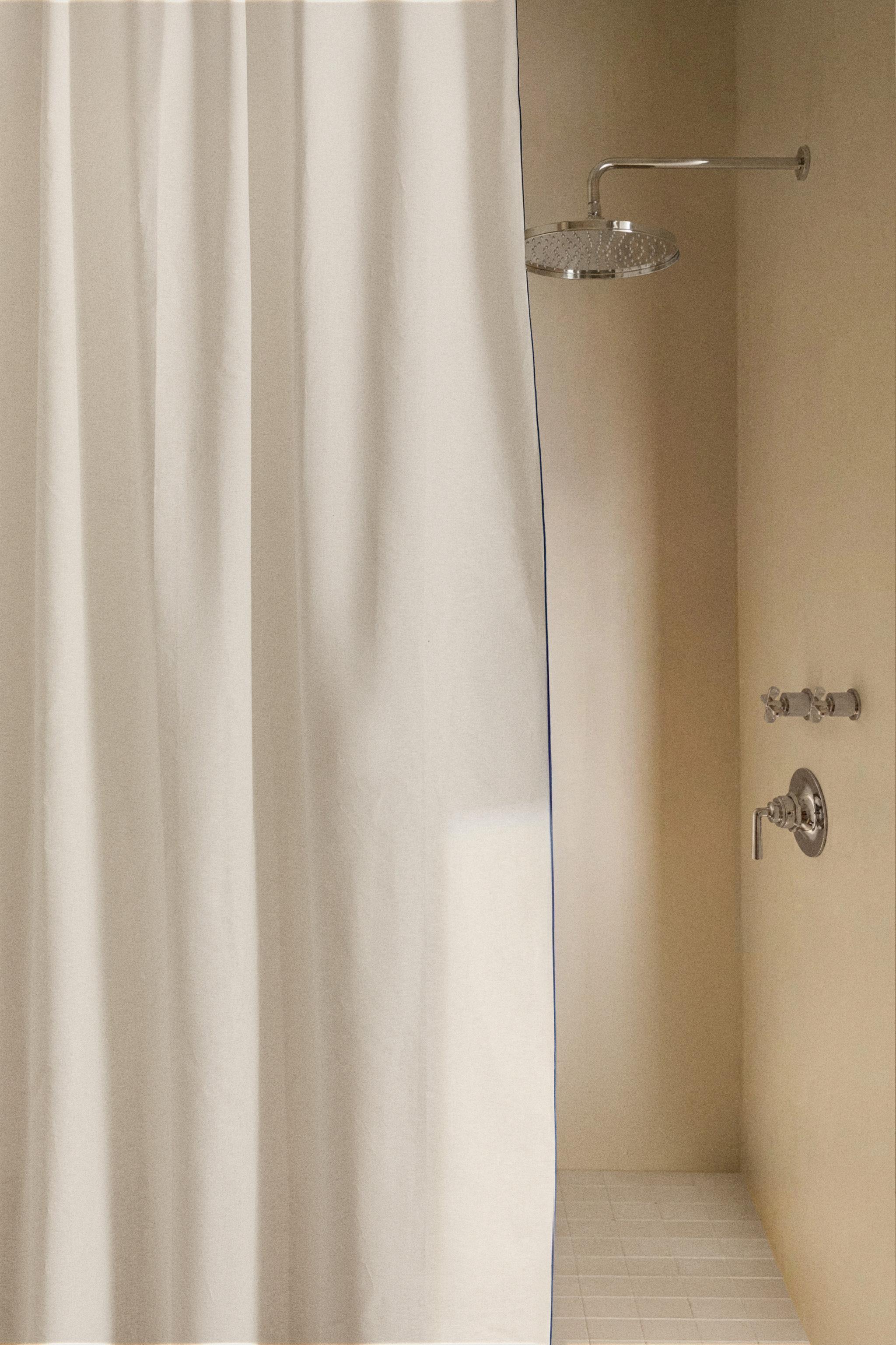 OVERLOCK SHOWER CURTAIN — Blue