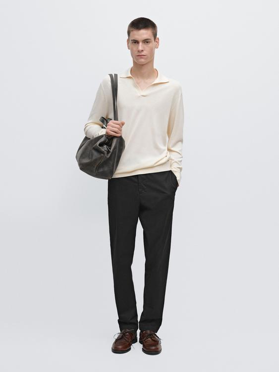 Slim fit textured trousers