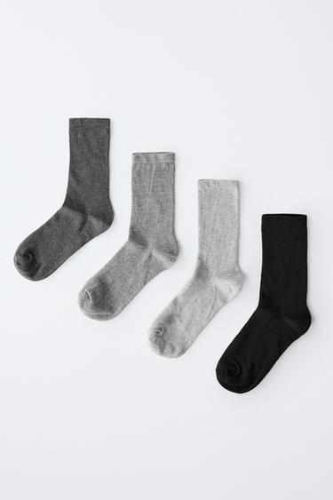 4-PACK OF PLAIN CREW SOCKS - Grey by Zara