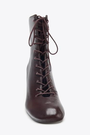 LEATHER KITTEN ANKLE BOOTS - Brown by Zara - Image 4