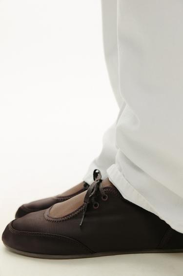 Zara SPORTY BALLET FLATS WITH BOW - Brown