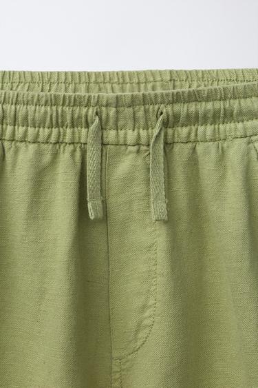 BERMUDA FLUIDE AVEC LIN - Vert olive de Zara - Image 2