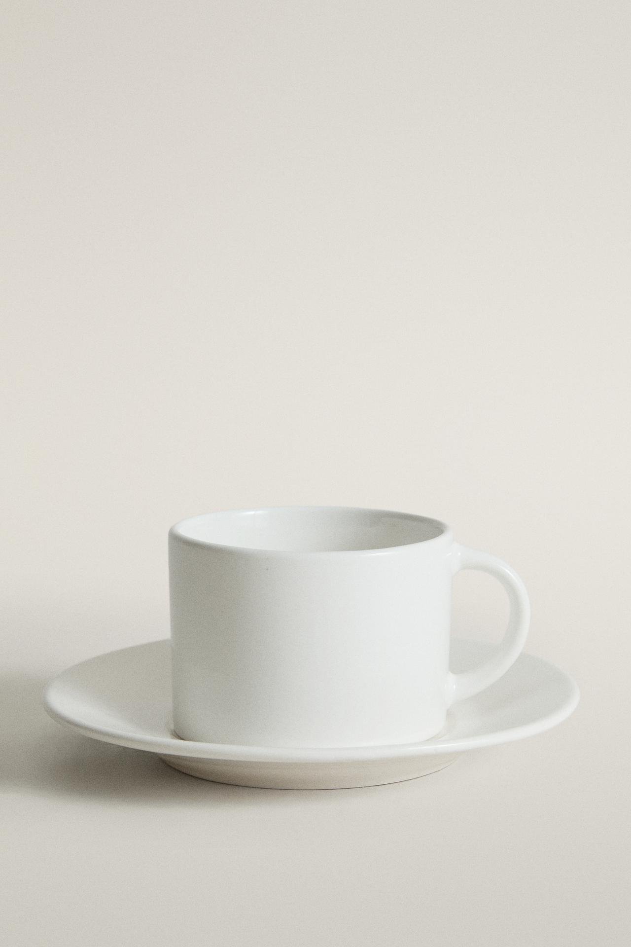 STONEWARE TEACUP — White
