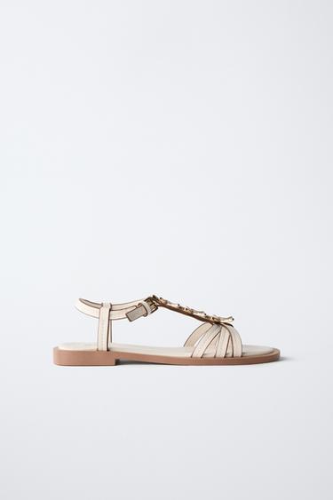 Zara STAR SANDALS - Off White