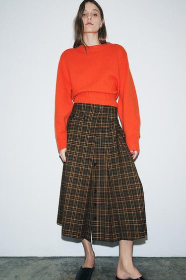 JERSEY 100% LANA HOMBRERAS - Naranja de Zara