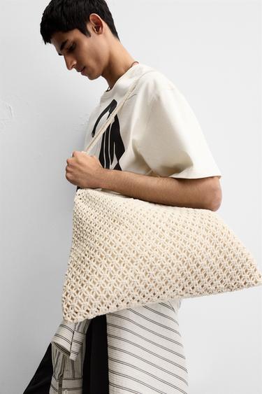 MACRAMÉ SHOPPER BAG - Ecru White by Zara - Image 0