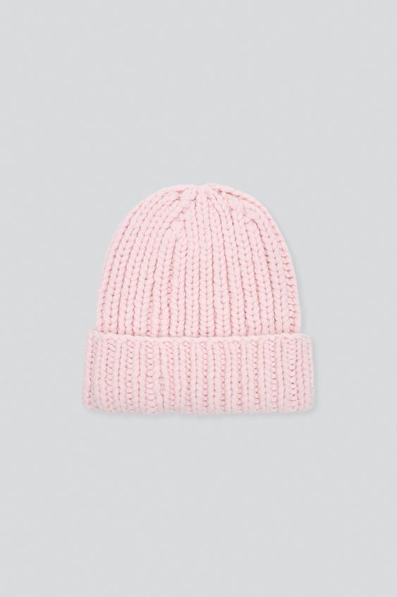100% WOOL KNIT BEANIE - Pink / White by Zara - Image 0