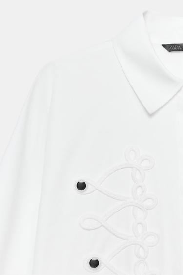 POPLIN SHIRT WITH FROG FASTENING - White by Zara - Image 9